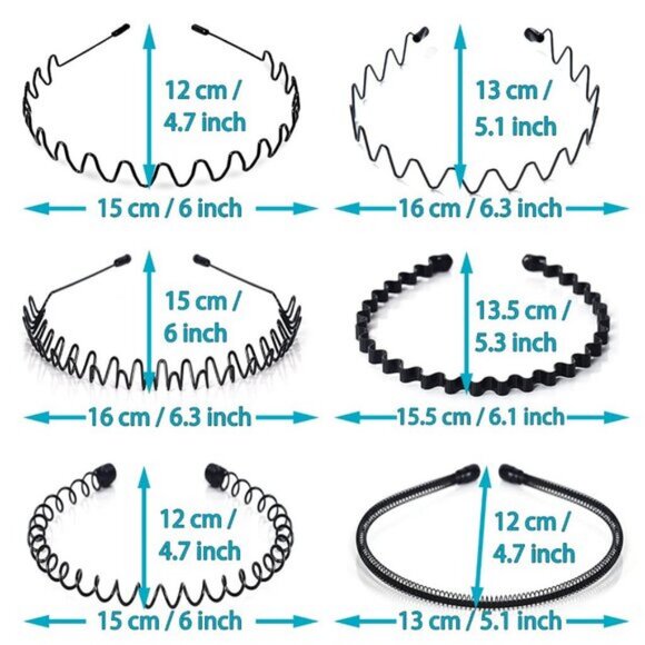 ⚡Men C-New 10pcs Metal Fashion Unisex Wavy Outdoor Simple Elastic Headband - Picture 3 of 9